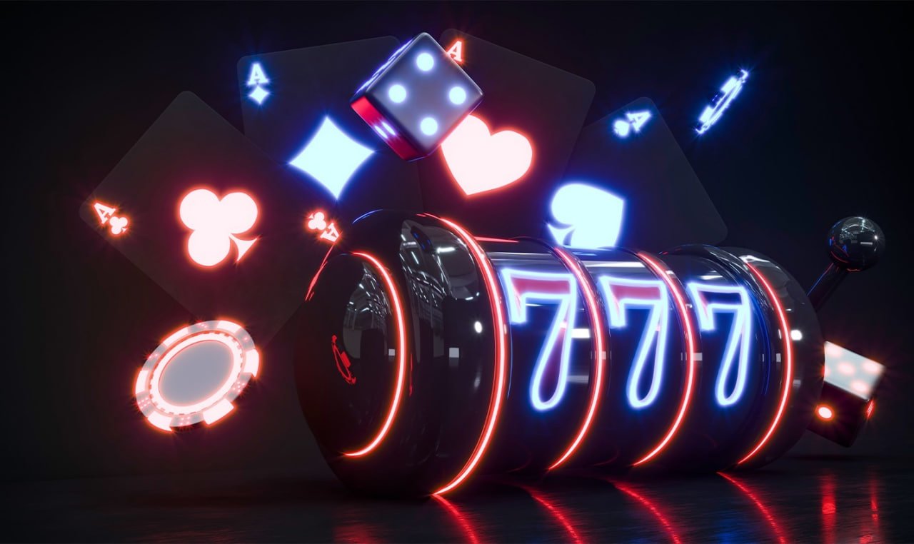 Ilustrasi slot online modern dengan simbol warna-warni